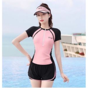 [Size MLXL]Bikini Đồ bơi NỮ đi biển 2 mảnh quần đùi 2 lớp áo tay ngắn dáng thể thao năng động kín đáo DAISY MS-099