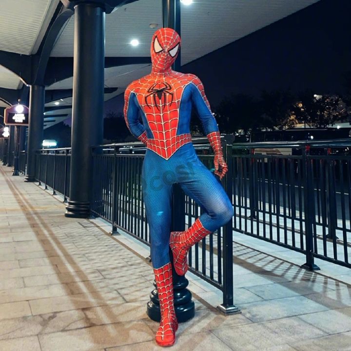 Happy hour}Spiderman Costume for Kids Adult Tobey Maguire Cosplay