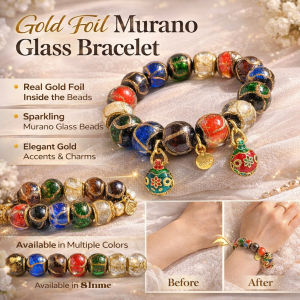 【Jesus Brings Peace And Prosperity】Gold Beast Fortune Glazed Bracelet Colorful Accessory Seven-color Glass Bead Bracelet 金箔琉璃手链