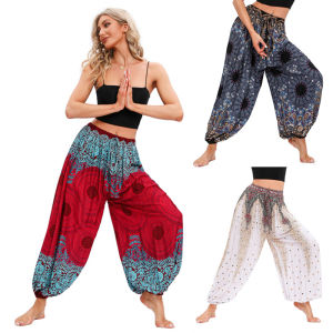 Boho Quần Tập Yoga Phụ Nữ Hippie Harem In Nhuộm Eo Cao Mặc Quần Tất De Mujer Cintura Alta Calca Feminina Beach2026