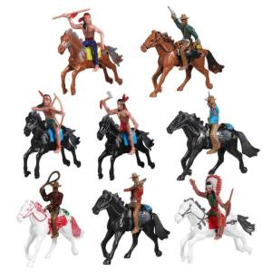 Kirilgu 8Pieces Cowboy Horse and Indian Miniature Models for Historical Scene Q3P9R