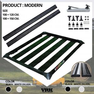 แร็คหลังคาอลูมิเนียม VRK รุ่น Modern (แร็คโมเดิร์น) พร้อมคานขวาง + ชุดจับแร็คหลังคา แบบยึดขอบประตู (ตรงรุ่นรถ)