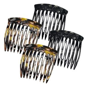 HYFEEL Hair Side Combs - Small French Side Hair Comb Clips for Women Decorative French Twist Hair Styling Accessories -4 Pcs (Black Brown Onyx)