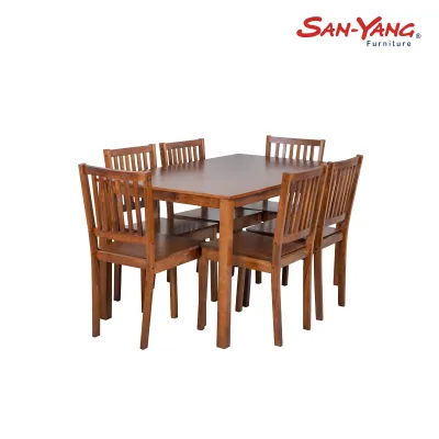 San-Yang Furniture Six Seater Dining Set Walnut 300186