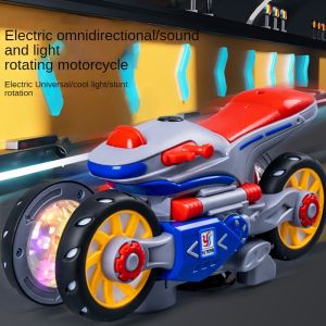 Childrens electric toy car universal transformation motorbike lights music stunt rotation