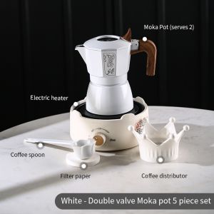 BINCOO Dual Valve Moka Pot Gift Set Small Coffee Maker Set Holiday Birthday Best Gift 2Cups