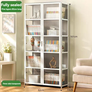 4/5 Layers Acrylic Bamboo Display Cabinet 2 Doors Three Sided Transparency Garage Kit Storage