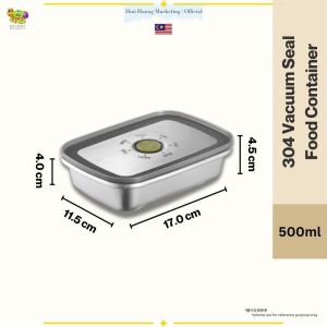SUS304 Stainless Steel Vacuum Food Container with Lid Fresh Keeping Box Organizer Bekas Crisper 真空保鲜盒