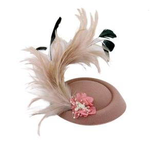 Teenagers Hair Clip with Feather Decor Felt Hat Shape Headband Vintage Hair Clip for Taking Photo Hairpins for Bride