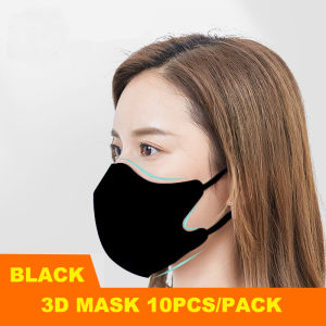 [Adult mask]50PCS 3D Mask Adult 3-Layer Breathable And Comfortable Non-Woven Dustproof Reusable Protective breathable mask 3D mask White/Black Topeng muka成人3D口罩