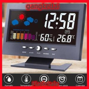 Gangke นาฬิกาปลุกดิจิตอลหน้าจอสี LCD นาฬิกาปลุกแบ็คไลท์สถานีพยากรณ์อากาศ