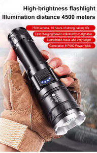 Strong Light Telescopic Flashlight Focusing Flashlight USB Chargeable Waterproof Lamp Multifunctional Outdoor Flash Light