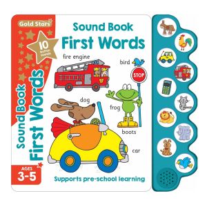 Gold Stars 10 Buttons First Words Sound Book For Kids to Learn Simple Words