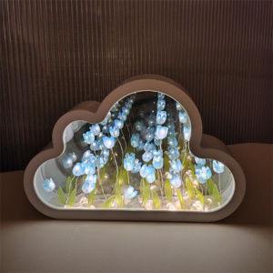20 Bông Hoa Tulip Đèn Hoa Tulip Hình Đám Mây Gương Handmade Decor Phòng Ngủ Lung Linh Quà Tặng Bạn Gái