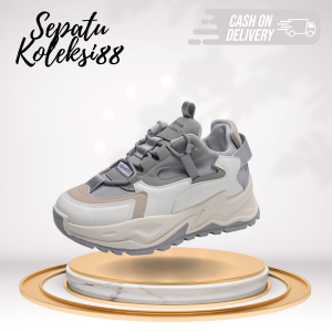 Sepatu Sneakers Wanita Casual Premium Quality Abu Cream 223 Sepatukoleksi