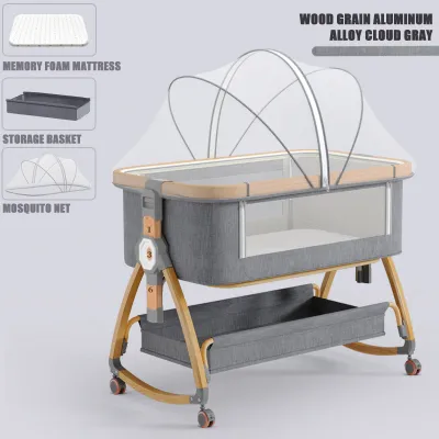 Baby Cot Portable Bed Playpen Travel Cot Stitching Large Bed Side Door Katil Bayi Foldable Cradle 6 levels of adjustment