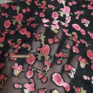 เสื้อคลุมสไตล์กิโมโน Chawanok ผ้าชีฟองญี่ปุ่นพิมพ์ลายดอกไม้กํามะหยี่