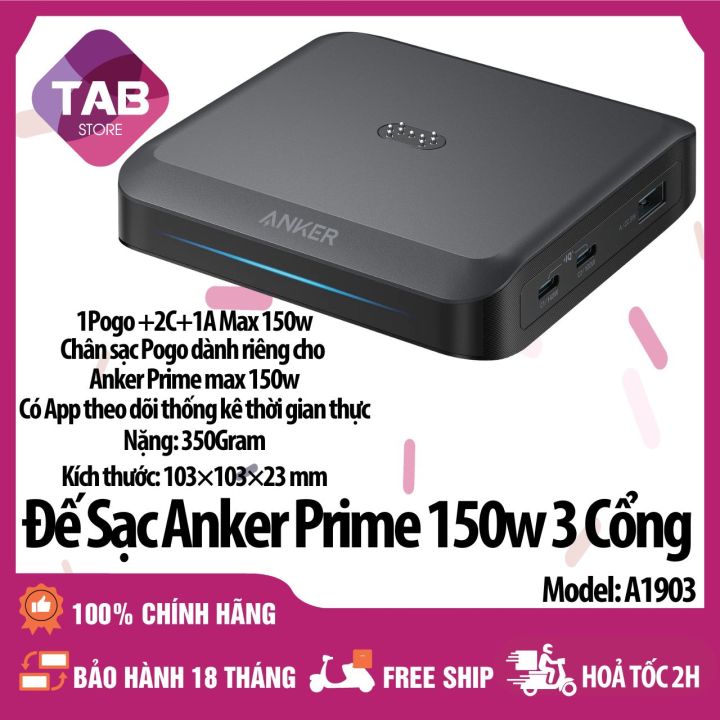 Đế sạc Anker Prime 150W 3 Cổng 2C+1A+1 Pogo A1903 - Bảo Hành 18 Tháng ...
