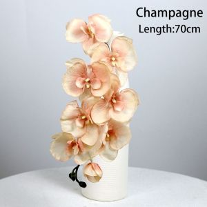 Artificial Flower 8 Heads Orchid Branch Fake Flower Phalaenopsis Potted Plants Home DIY Decor