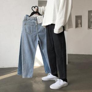 Wanita baru gaya korea Jeans Retro untuk lelaki lurus longgar Slim Fit Trend lebar lebar lebar lebar