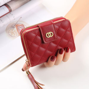 27AN.ID Dompet Wanita Pendek Bersulam Berlian Cek Baru Dompet Kulit Wanita Kecil Warna Solid Berkualitas Tinggi Dompet Mini Lucu Berkapasitas Besar Dompet Ritsleting Mewah Fashion Impor Dompet Ritsleting Dompet Wanita Yang Murah Dan Serbaguna (SC-2)