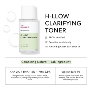 The Originote Toner 80ml - 2 Varian - Ceraluronic Essence - H-llow Clarifying - Mengexfoliasi Kulit - Menghaluskan Tekstur Kulit - Mencerahkan - Memudarkan Bekas Jerawat - Noda Hitam - Kosmetik Herbal Online