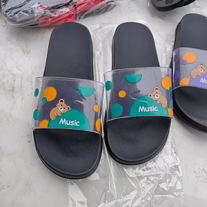 WomenS Home Slippers New Soft Cartoon Transparent Fashion Versatile Flat PVC Plastic One-Strap Bedroom Slippers For Girls