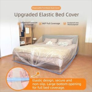 BESTITIT Elastic Edges Disposable Dust Covers Transparent Transparent PE Plastic Dust Film Decorative Cover Waterproof Dustproof Cover Furniture