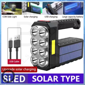 new cod LED Rechargeable Flashlight Solar Handheld spotlight COB long-range Flashlight Searchlight