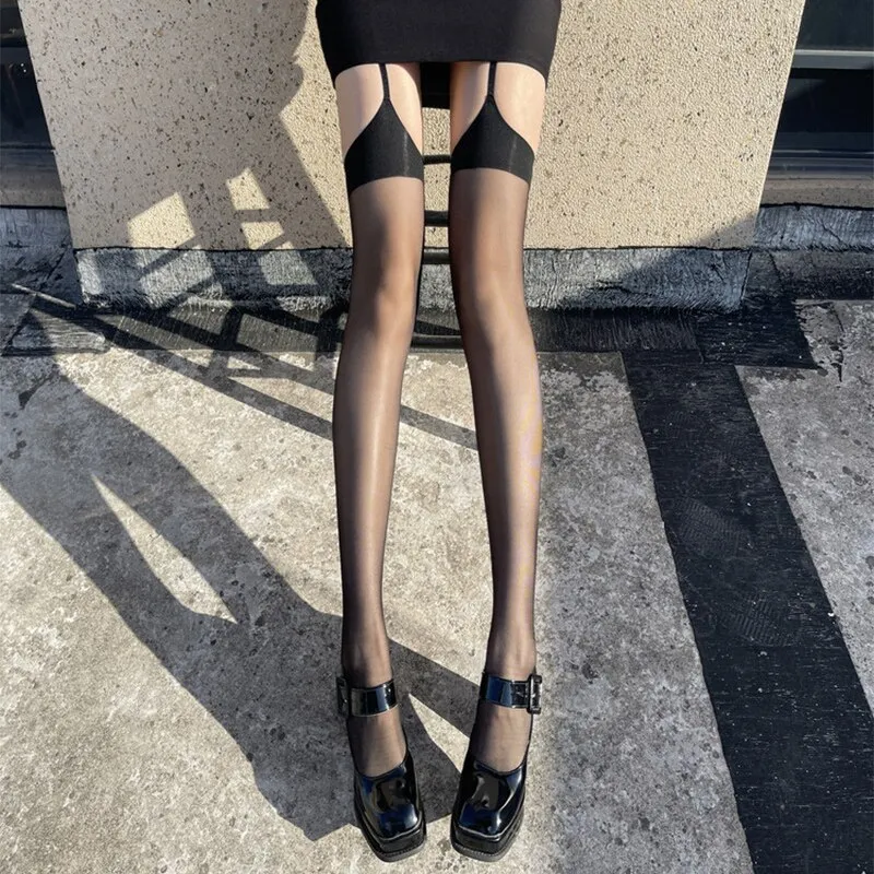 Mock Thigh High Socks Tights Suspender Pantyhose Thigh High Stockings For  Women