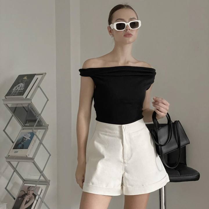 làminapparel - SLEEVELESS COWL NECK TOP - Áo cộc tay cổ đổ phía trước phiên bản 3 màu BLACK, WHITE, BEIGE