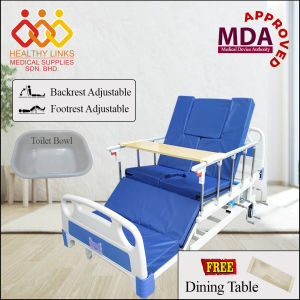 [Same-Day Delivery] Hospital Bed 5 Function Manual (M12) + Mattress + Dining Table + Commode + Washing Hair