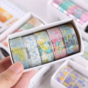 Set 5 Cuộn Băng Dính Washi Tape Hoa Vintage Trang Trí LILA WASHI38