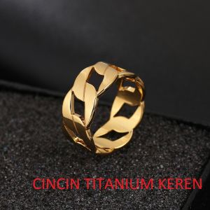 Aksesoris Pria/wanita Cincin Titanium import anti karat simple dan elegan 316L