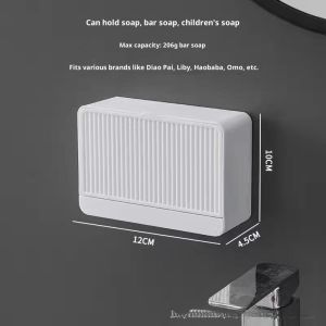 SEA JJT Stylish Wall-Mounted Soap Dish with Flip Lid Large Capacity Waterproof Design for Bathroom