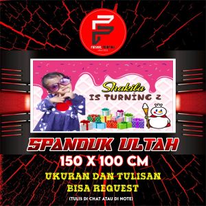 Spanduk Ultah Mixue/ Banner Ulang Tahun / Banner Kustom Ukuran 150 x 100 cm