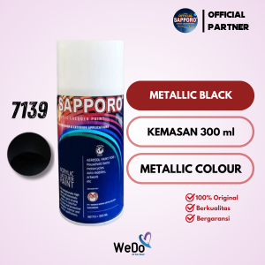 Sapporo 7139 Black Metallic Cat Semprot Saporo Paint Hitam Metalik