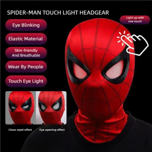 MINISO Spider-man Headgear Electric Blinking Luminous Mask Cartoon Anime Cosplay Costumes Halloween Clothing Boy Toys Girl Gift