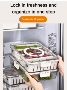 Storage Box Observation of Use Invisible Handle Organizer Lattice Multifunction Meat Practicality