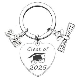 2025 Quà tặng tốt nghiệp trường tốt nghiệp Keychain thép không gỉ Dây Móc Khóa thép không gỉ kết cấu hoàn hảo cho nam nữ