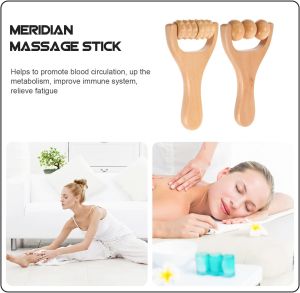 Wooden Massage Roller Tool Handheld Foot and Shoulder Massager for Neck Back and Muscle Relief Portable Acupoint Massage Roller for Home Use