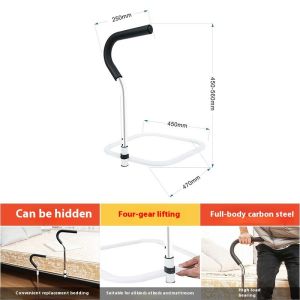 Safety Bed Rail for Elderly Guard Stainless Steel Grab Bar Foldable Guardrail Storage Pouch Elderly Pregnant Patients Disabled