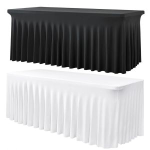 LUZMAR Spandex Table Skirt Elastic 4/6FT Stretch Tablecloth Universal Bed Cover for Rectangle Tables
