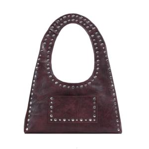 Rivet Punk Style Armpit Shoulder Bag WithStudded Detail PU Leather Underarm Purse For Women Seeking Trendy Fashion