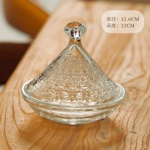 Sacesr Wave Texture Glass Candy Jar Shaped Glass Storage Jar with Lid Decorative Snack Nut Container Jewelry Trinket Table Decor 4P6B8