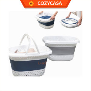 【COZYCASA】Collapsible Laundry Basket with Handle Foldable Portable Waterproof Compact Space Saving Large Capacity