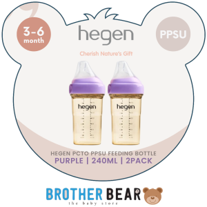 【TWINPACK FOC LID】Hegen PCTO 150ml/5oz & 240ml/8oz & 330ml/11oz PPSU Feeding Bottle | BABY BROTHER BEAR
