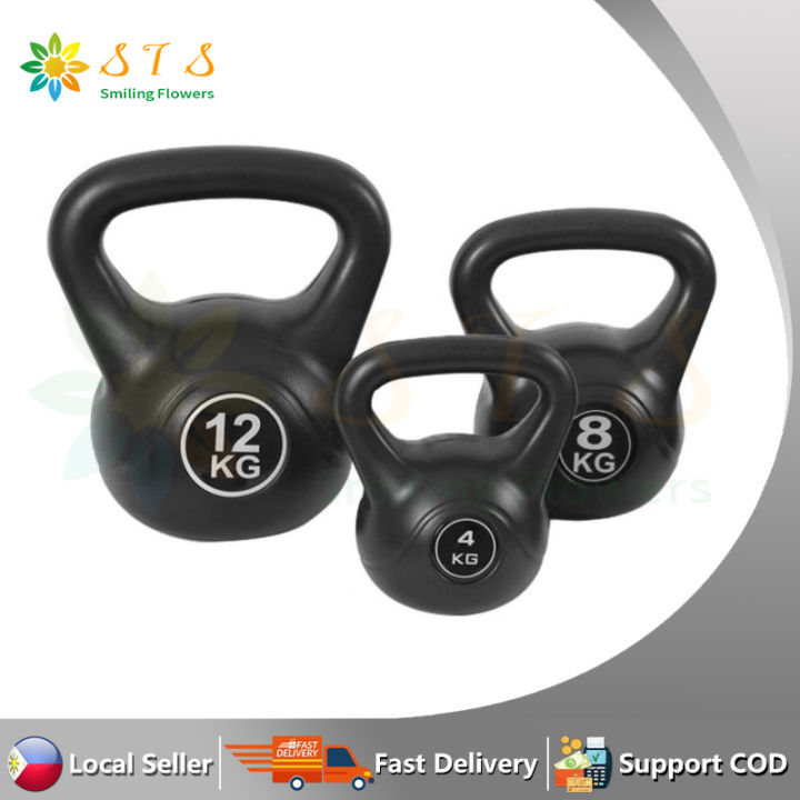 TKO 10 lb Kettlebell Weight Gym Workout Cement Filled Black