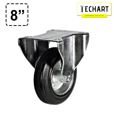 Black 8 Inch Medium-duty Wheel 350kg Rubber Brake / Swivel / Rigid Castor Wheels Trolley Caster Furniture Casters