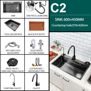 Kitchen 304 Stainless Steel Sink Household Nano Pool Sink Basin in Basin Cup Washer Basin Vegetable Basin Large Single Tank